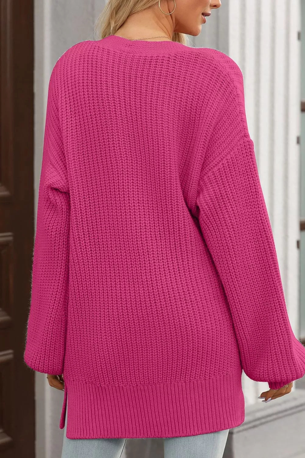 CHUNKY KNIT BUTTON-DOWN CARDIGAN Cardigan