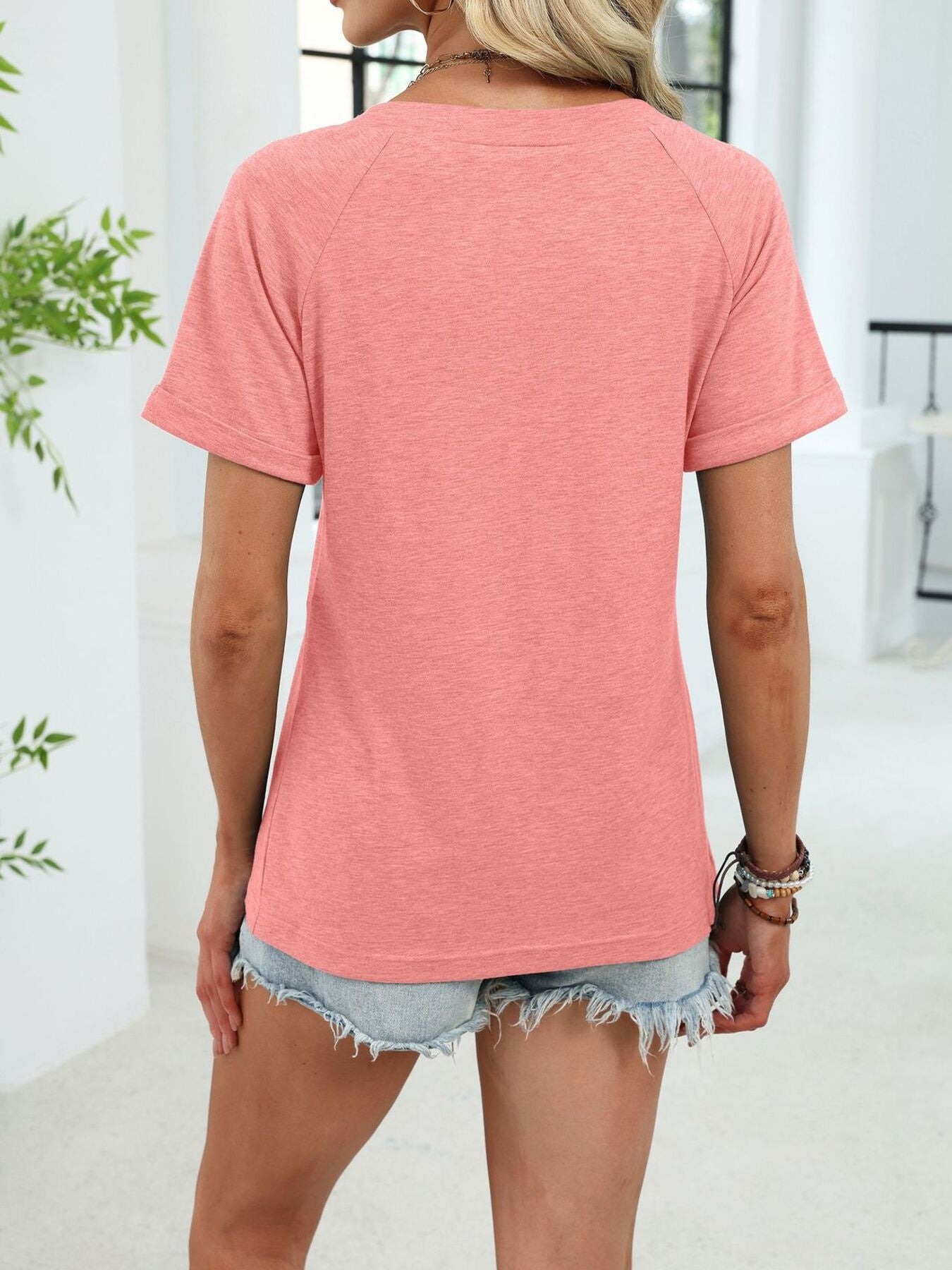 CASUAL V-NECK SHORT SLEEVE T-SHIRT Tops