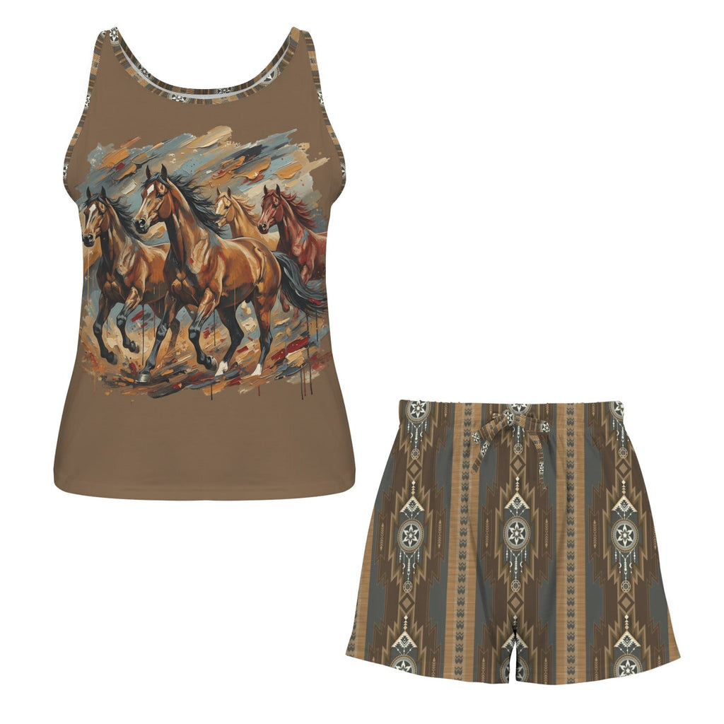 RUNNING WILD PAJAMA LOUNGE TANK SHORTS SET Sleepwear