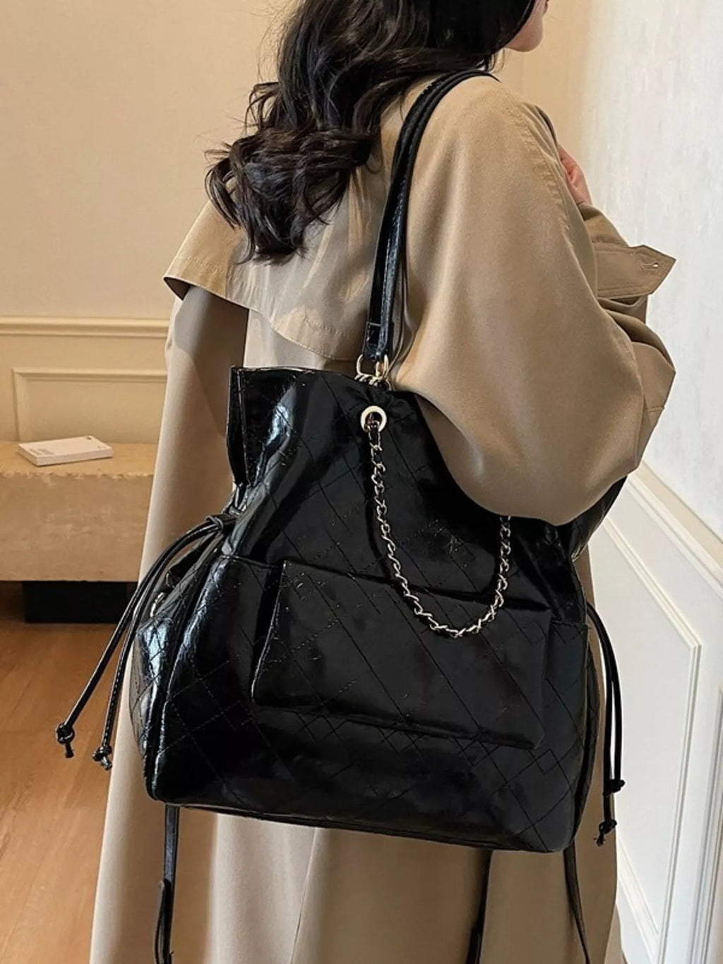 QUILTED CHAIN DECOR BACKPACK Backpack