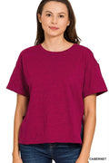 ZENANA COTTON SLUB SHORT SLEEVE TEE Tops