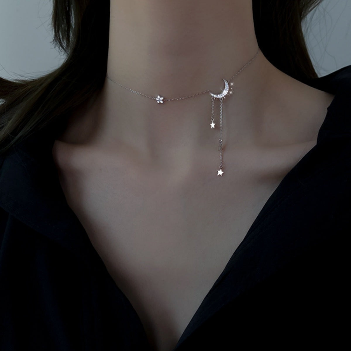 .925 STERLING SILVER STAR MOON NECKLACE Necklace