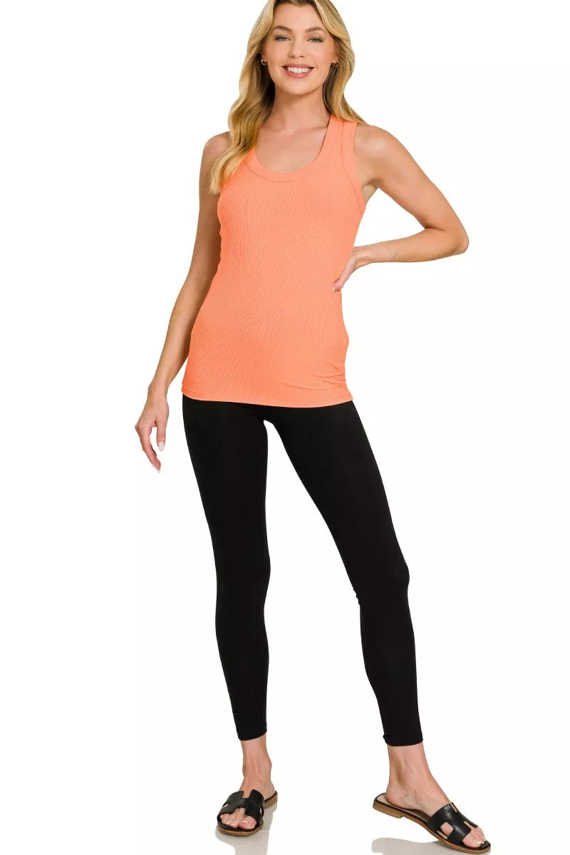 ZENANA RIBBED SCOOP NECK TANK TOP Tank Top