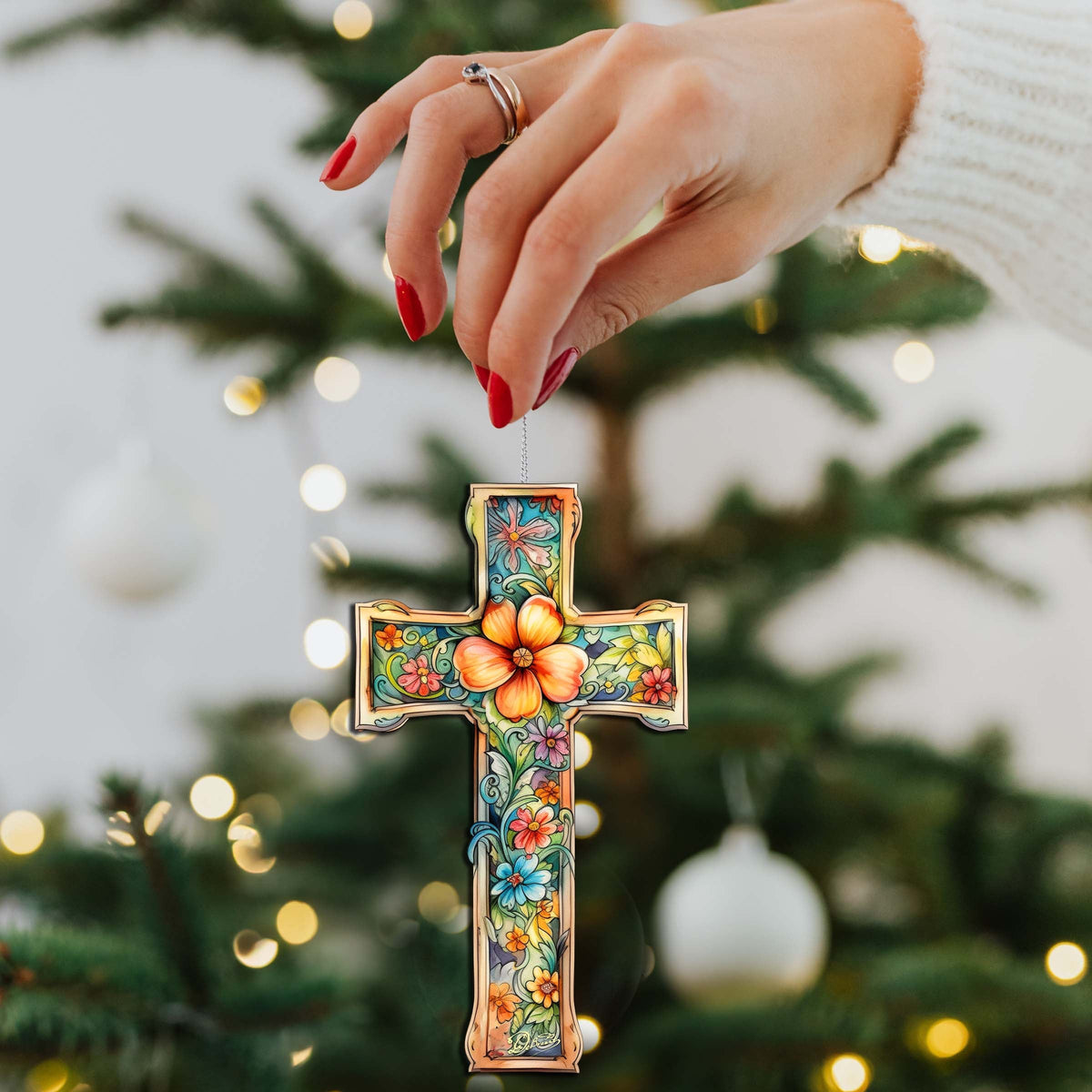 BLOSSOM CROSS WOODEN ORNAMENTS | HANDCRAFTED KEEPSAKES MADE IN THE USA Wooden Ornaments