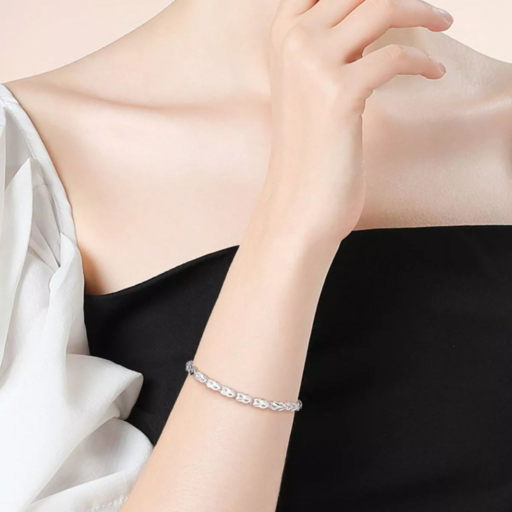 STERLING SILVER .925 HEART LINK BRACELET bracelet