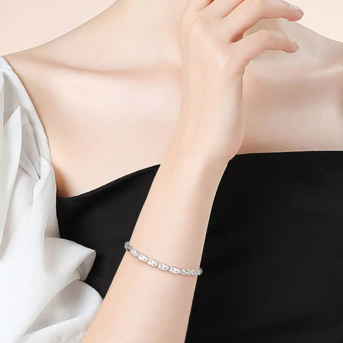 STERLING SILVER .925 HEART LINK BRACELET bracelet