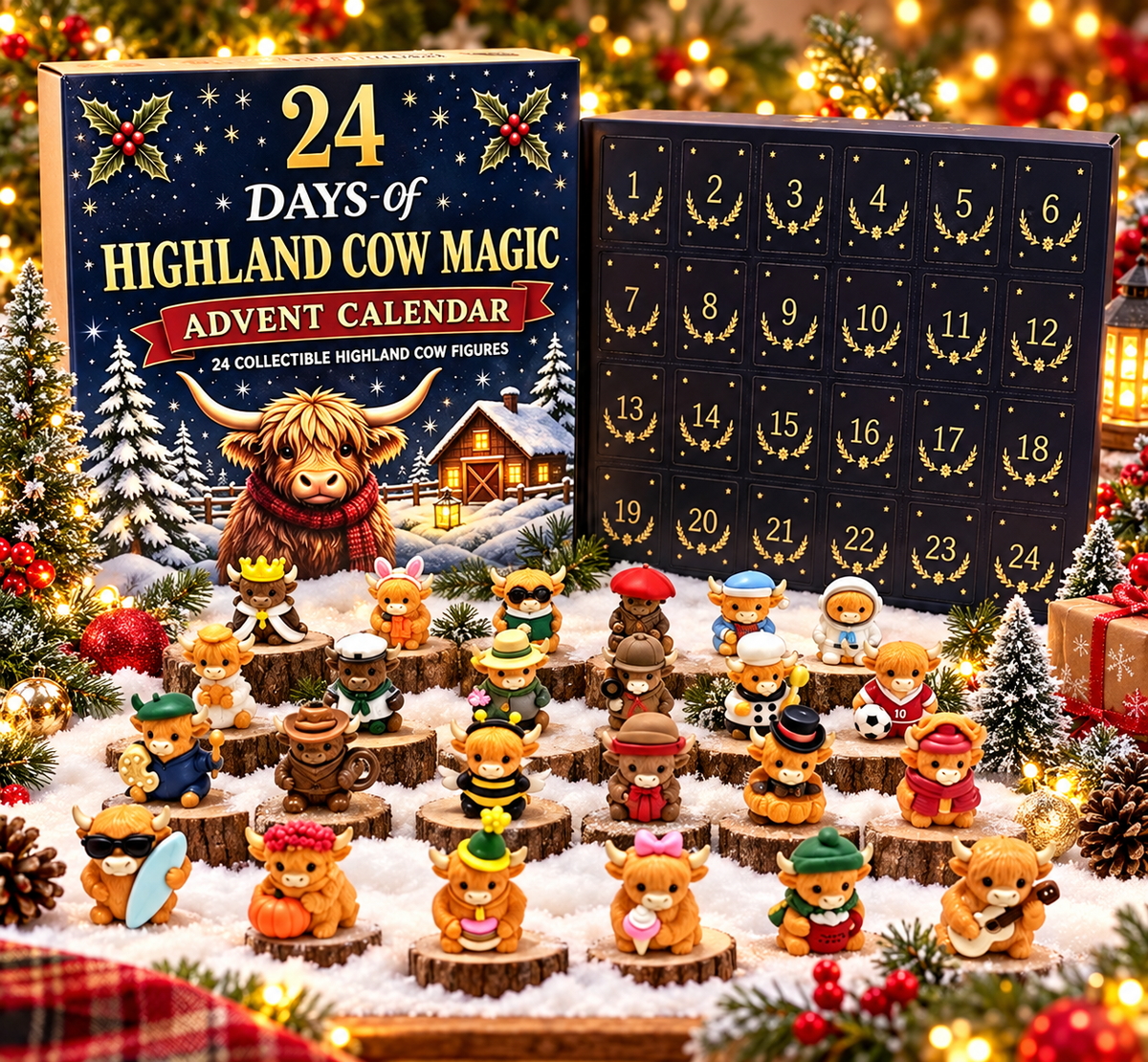 PREORDER ITEM (SEE DETAILS) - 24 DAYS OF 3D HIGHLAND COW MAGIC ADVENT CALENDAR