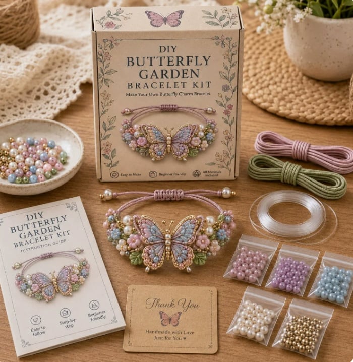 DIY BUTTERFLY GARDEN BRACELET KIT | MAKE YOUR OWN BUTTERFLY CHARM BRACELET CRAFT KIT