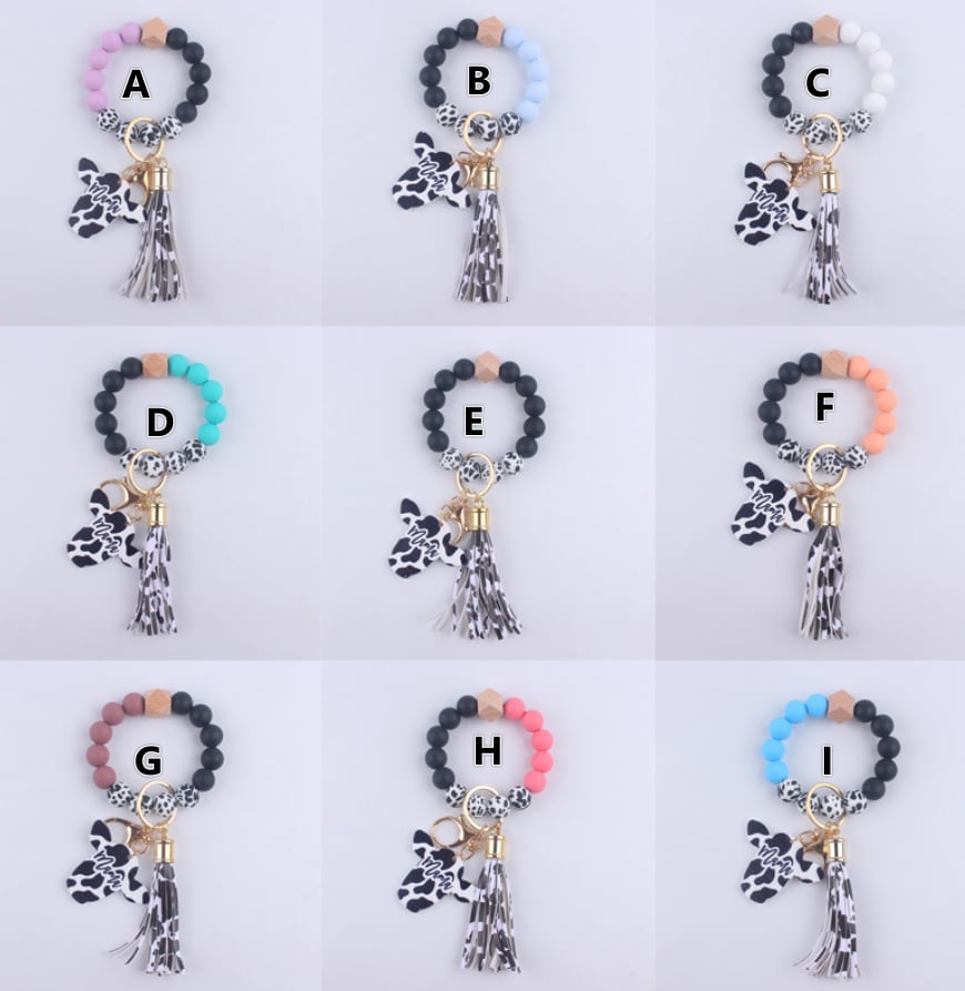 CUSTOM COW THEMED MOM KEYCHAIN BRACELET - AMAZING QUALITY Keychain
