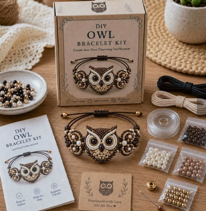 DIY OWL BEADED BRACELET KIT | CREATE YOUR OWN CHARMING BEADED OWN BRACELET CRAFT KIT