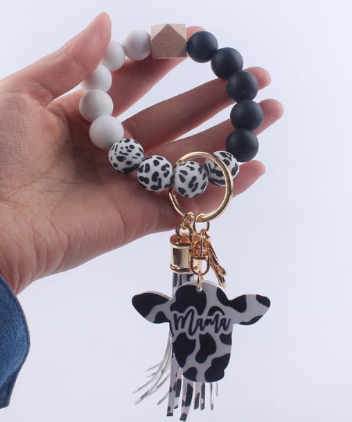 CUSTOM COW THEMED MOM KEYCHAIN BRACELET - AMAZING QUALITY Keychain
