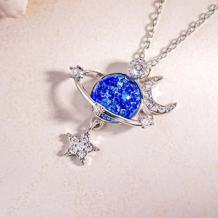 STARRY SKY INLAID ZIRCON MOON STAR NECKLACE Necklace