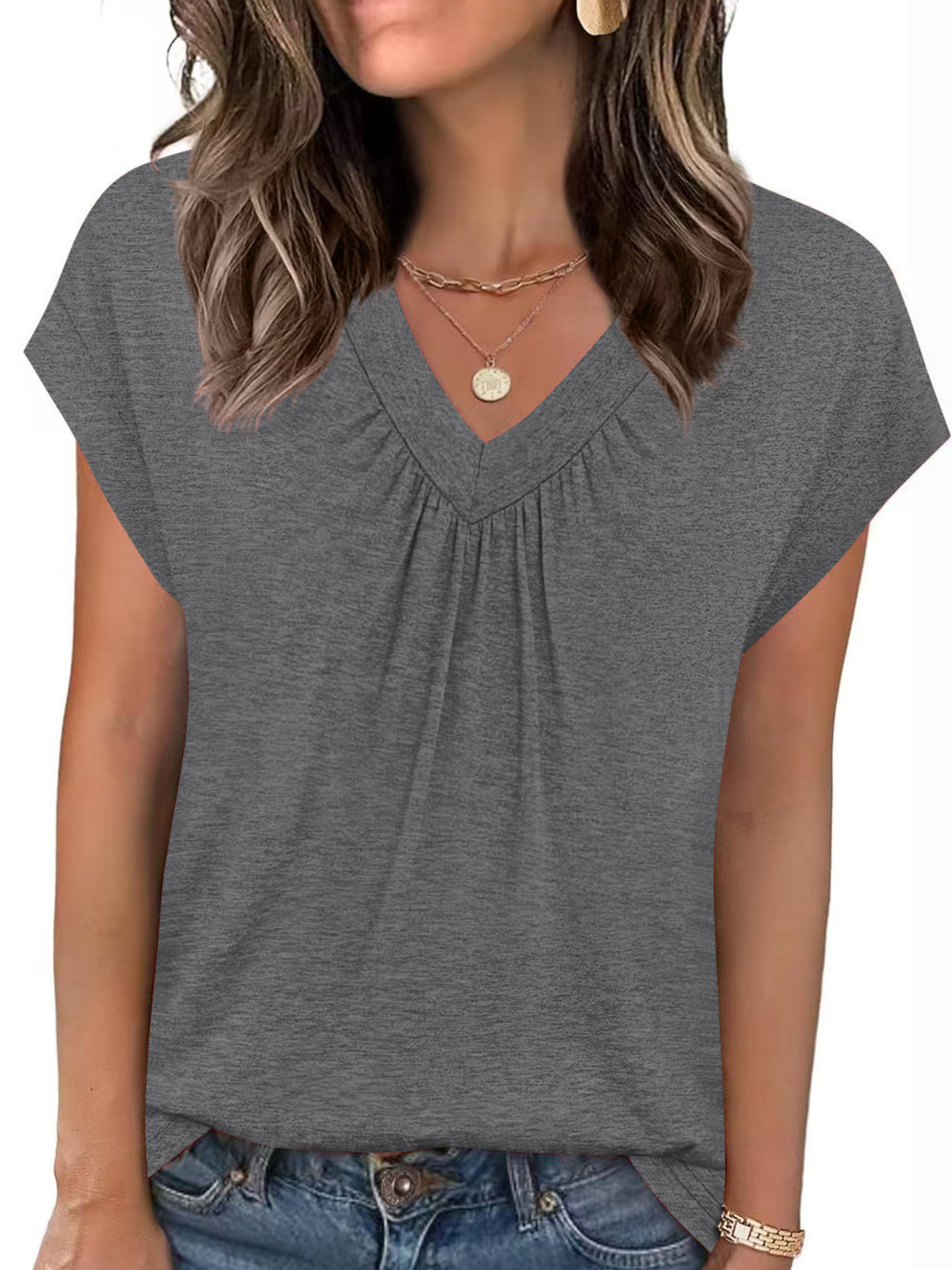 V-NECK RELAXED FIT T-SHIRT Tops