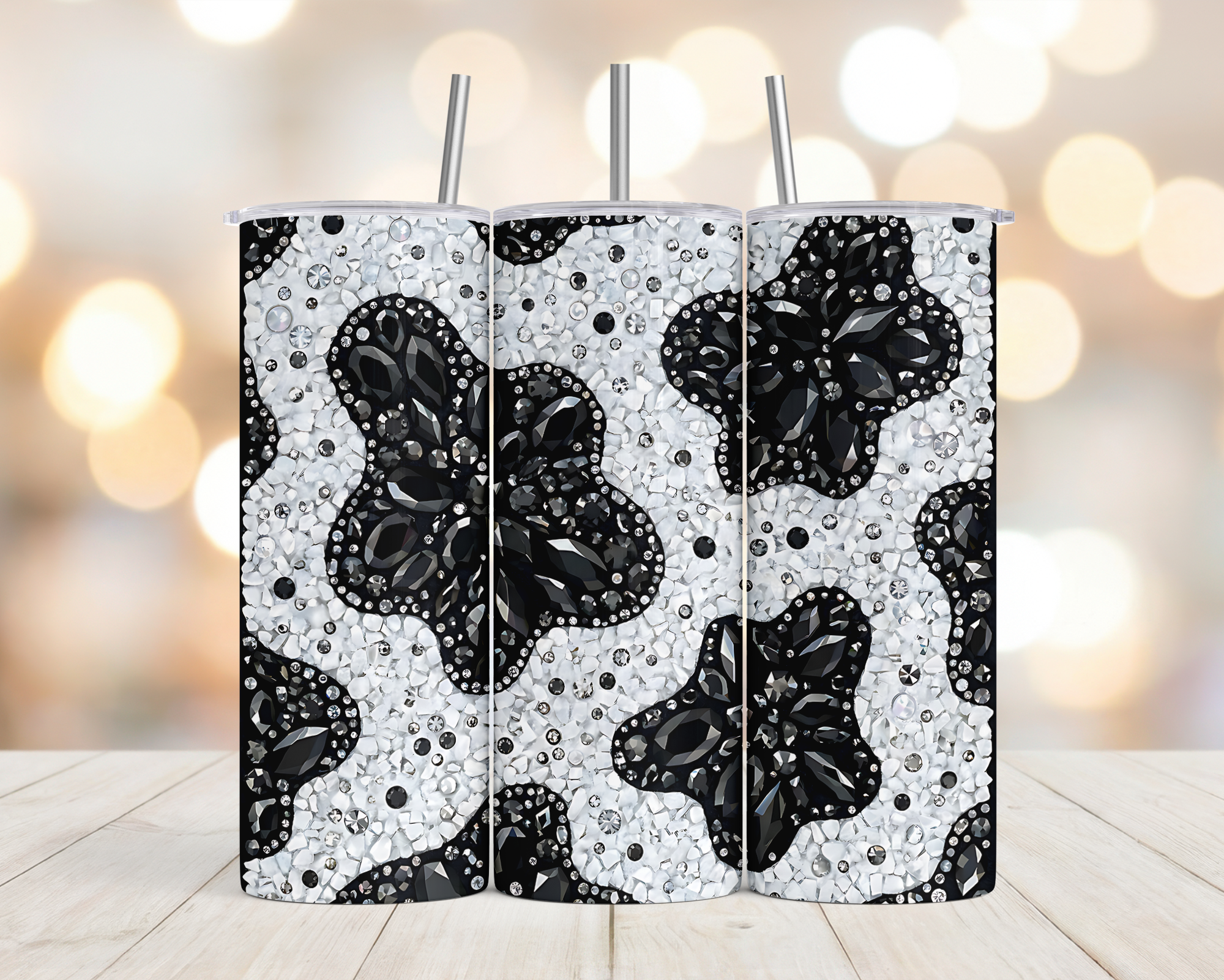 Rhinestone Cow Print Tumbler