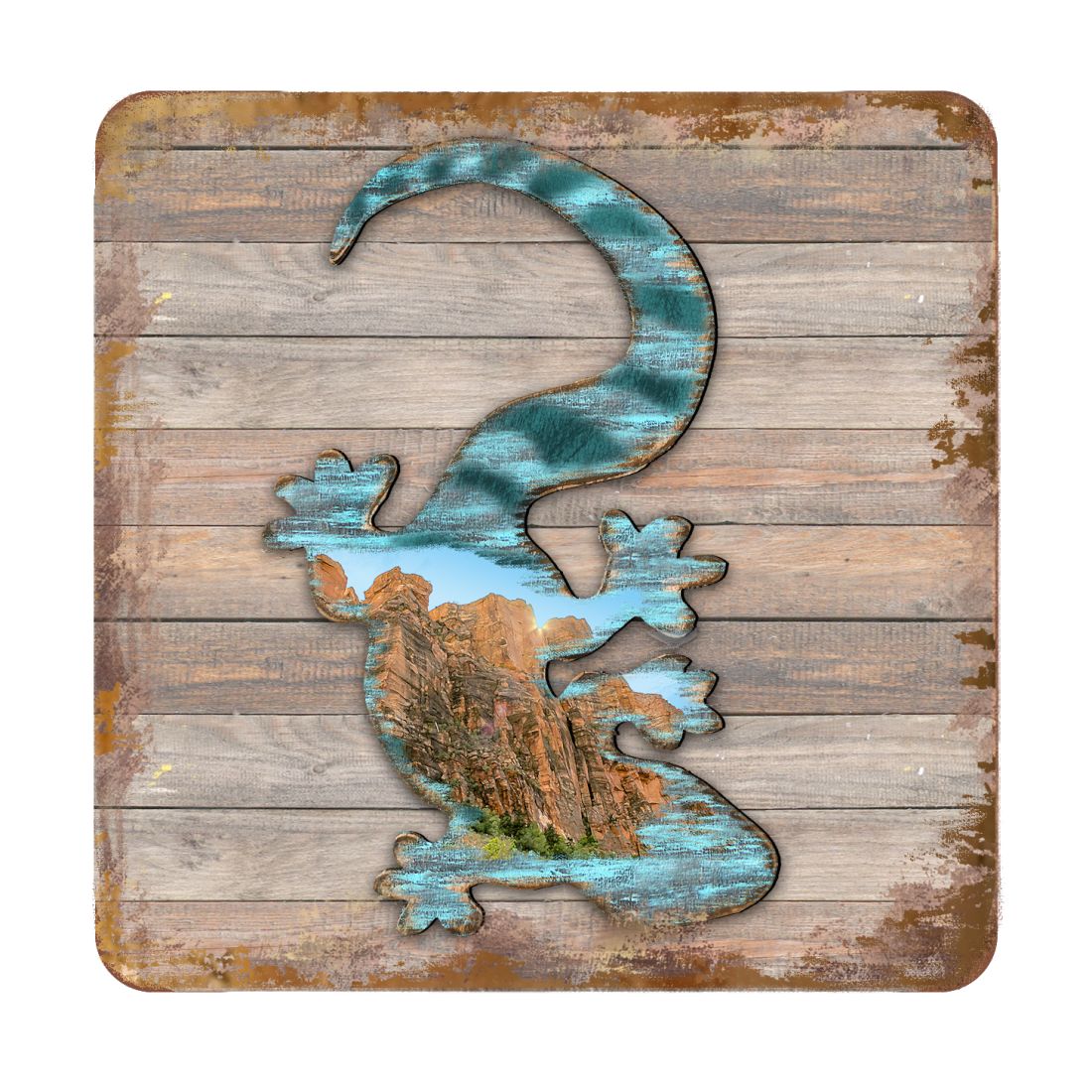 Gecko Wooden Cork Coasters Gift Set of 4 by Nature Wonders - Nature Wildlife Decor - 8199434C-S4 Coasters