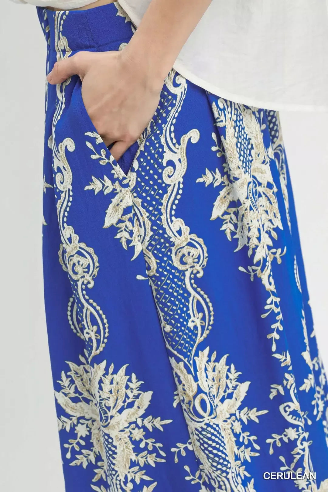 UMGEE BORDER PRINT WIDE LEG PANTS Pants