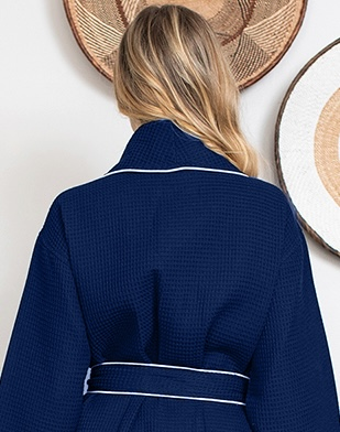Women's Waffle Kimono Knee Length Robe