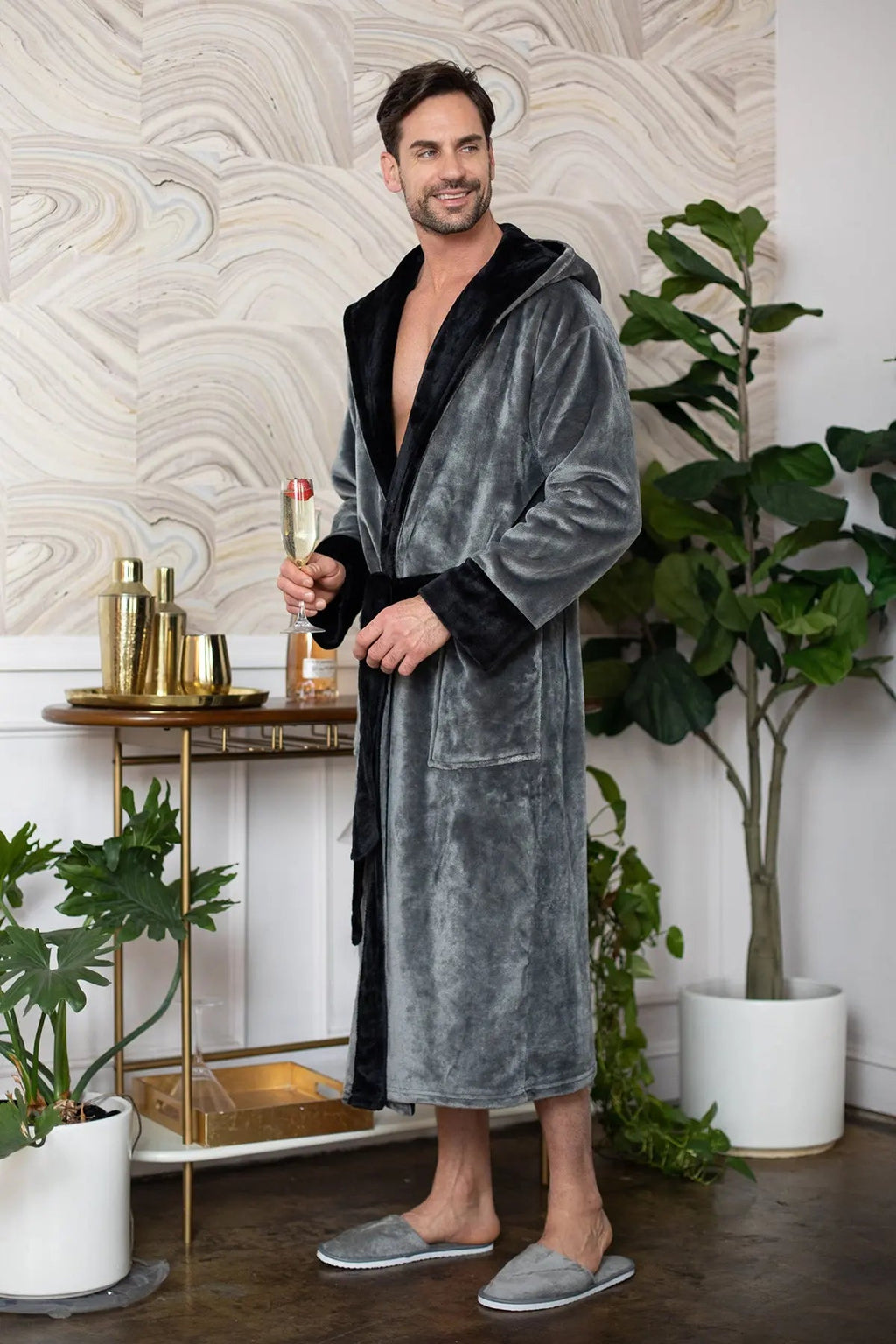 Men's Hooded Plush Robe