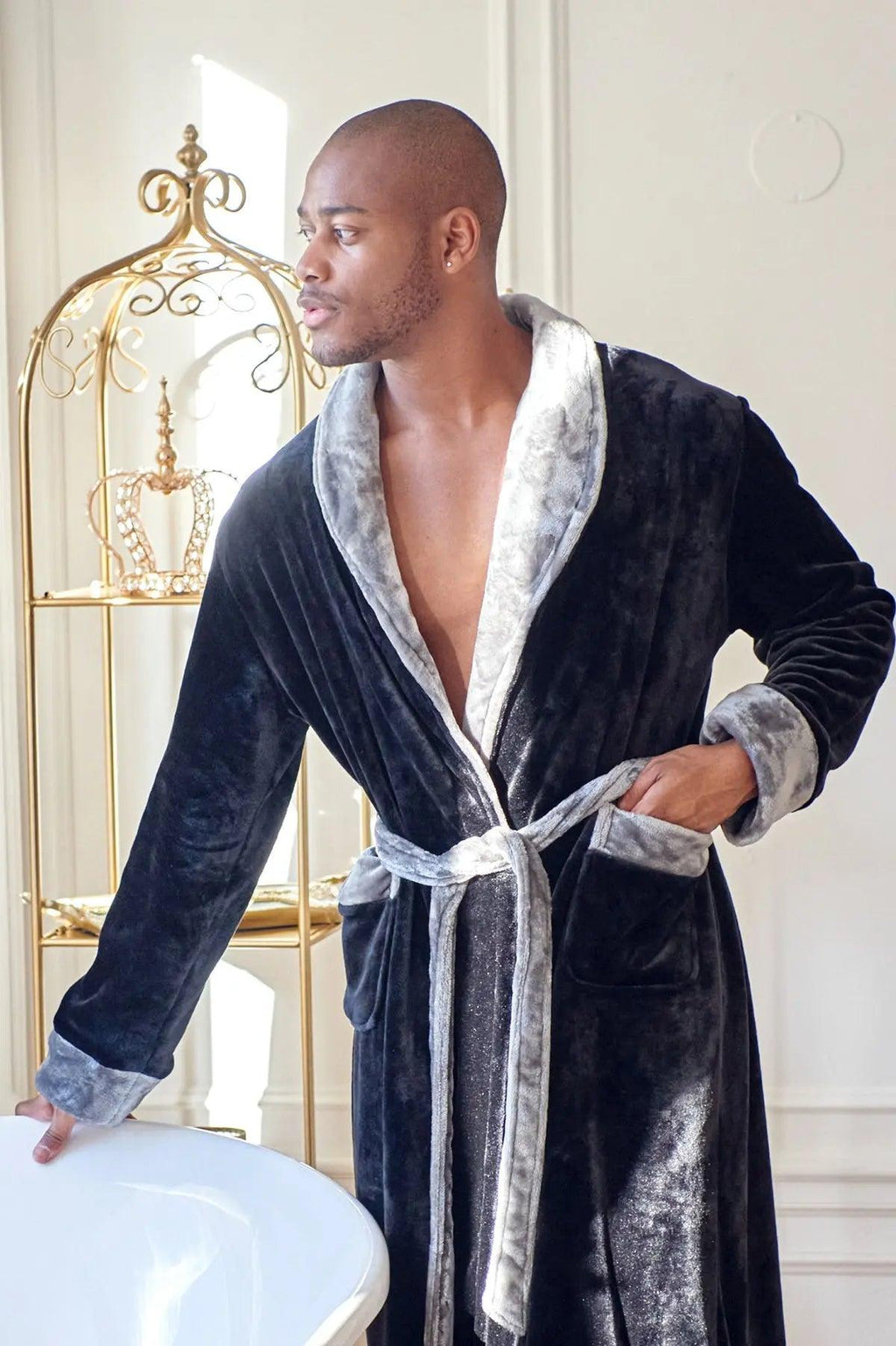 Men's Shawl Collar Fleece Robe Robes