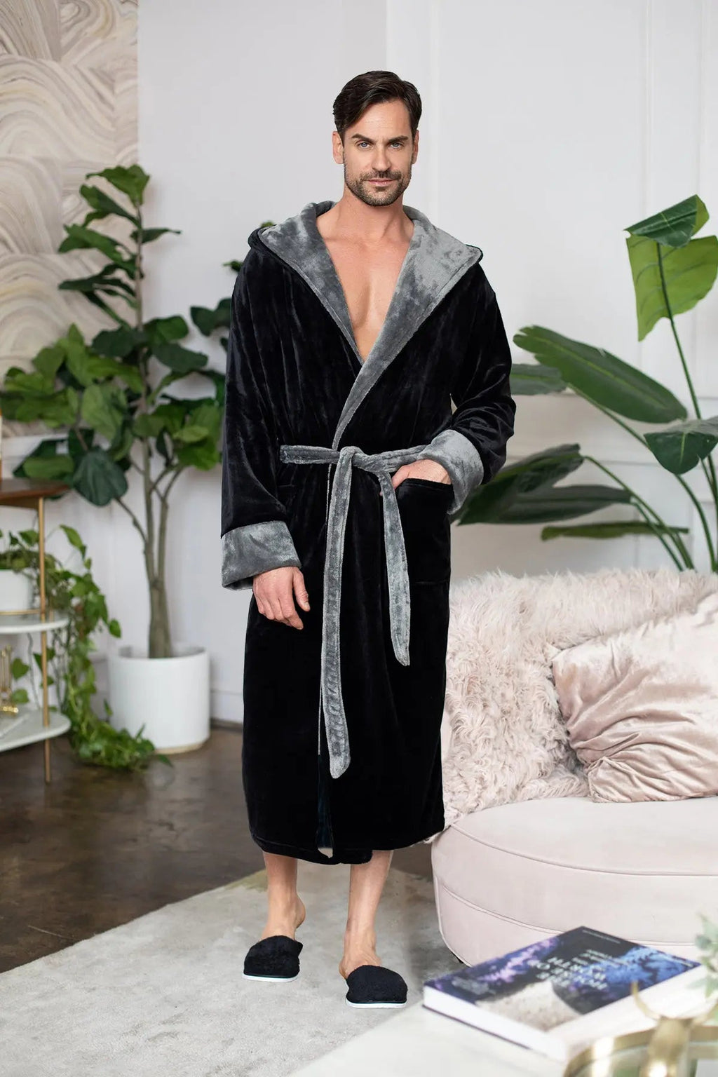 Men's Hooded Plush Robe