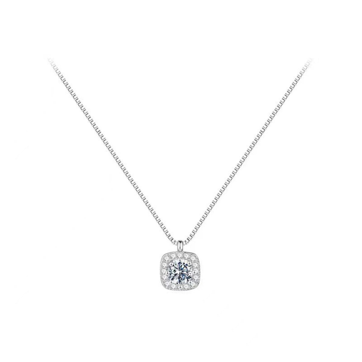 925 Sterling Silver Square Pendant Necklace