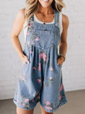 Floral Print Denim Overalls romper