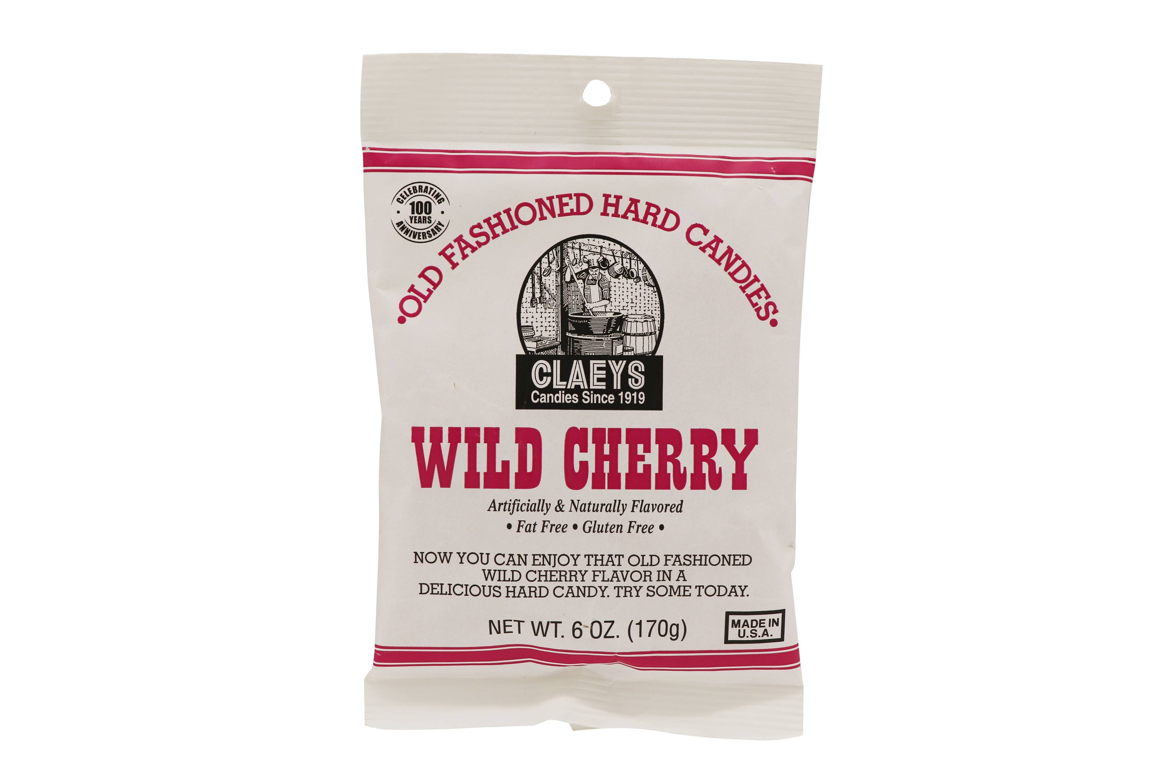Claeys Old Fashioned Hard Candies Wild Cherry, 6oz Bag 24ct