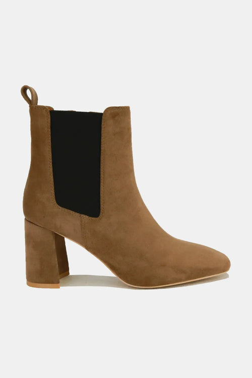 Beast Fashion Faux Suede Block Heel Chelsea Boots with Elastic Side Panel SHOE