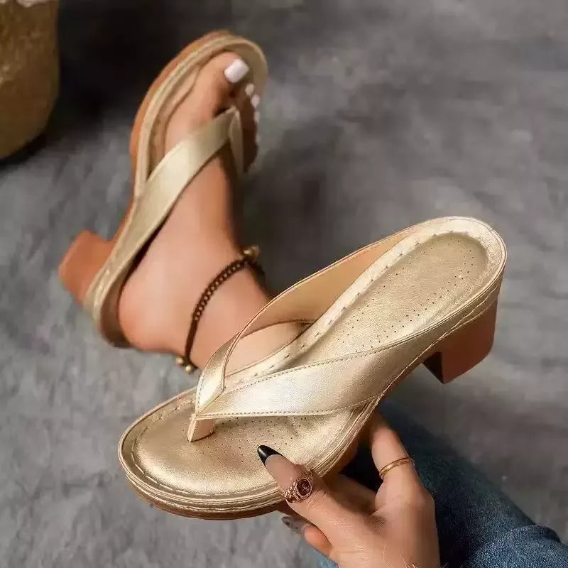 Toe Post Block Heels Sandals