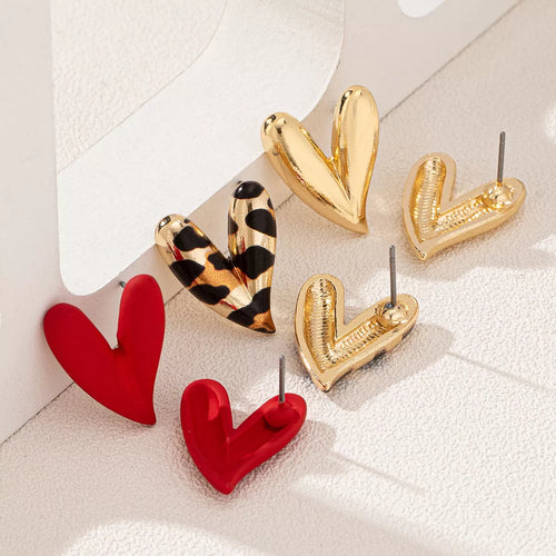 4 PAIR HEART STUD EARRINGS Earrings