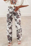 denim pants in cow print brown and black