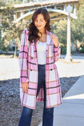 DOUBLE TAKE PLAID BUTTON UP LAPEL COLLAR COAT coat