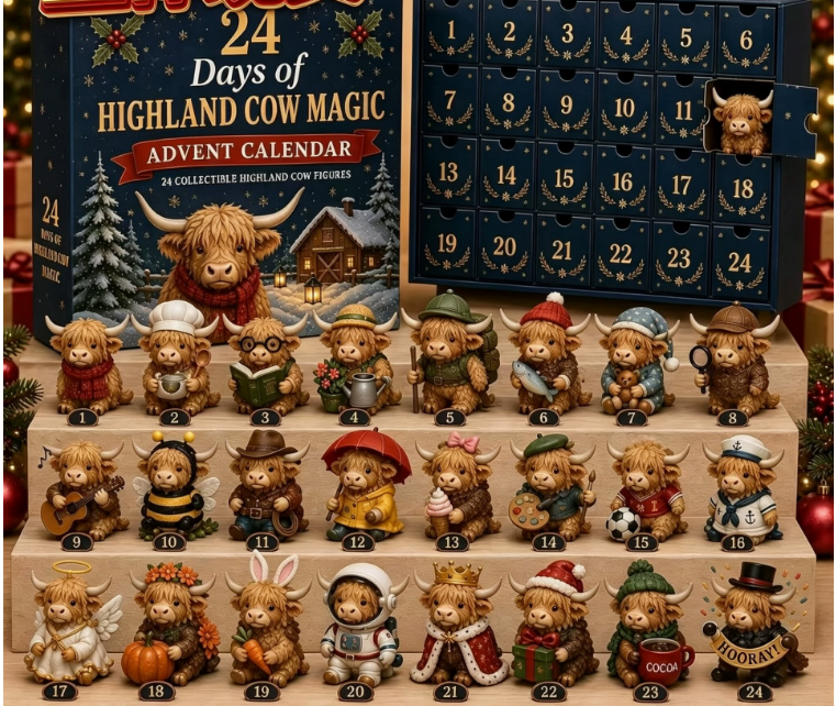 PREORDER ITEM (SEE DETAILS) - 24 DAYS OF 3D HIGHLAND COW MAGIC ADVENT CALENDAR