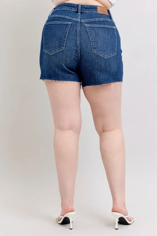 Judy Blue Plus Size High Waist Criss-Cross Waistband Denim Shorts