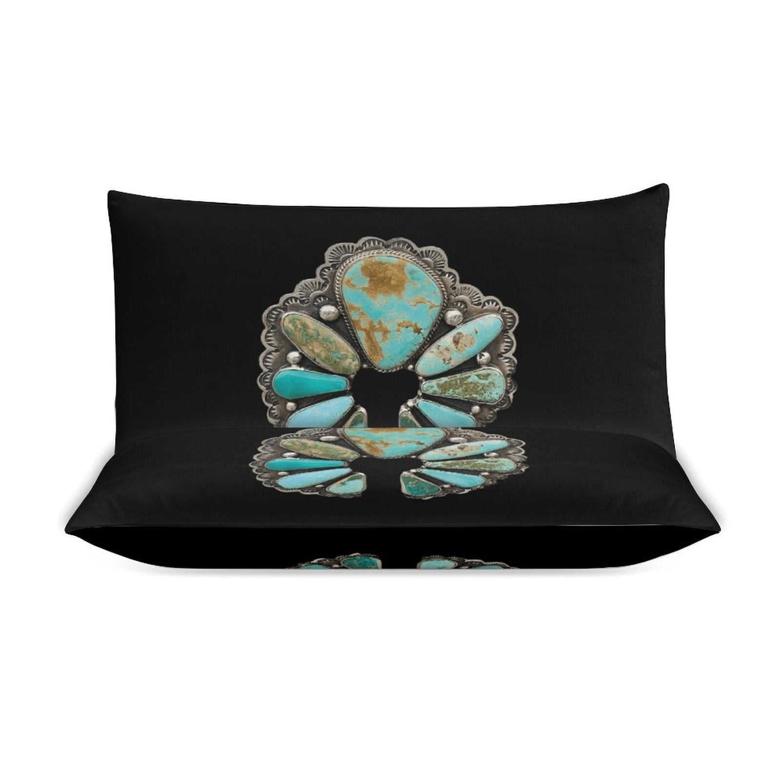 Baha Ranch Turquoise Naja Design 3-Piece Bedding Set (1 Duvet Cover + 2 Pillow Shams) – 102"×90" Bedding Sets