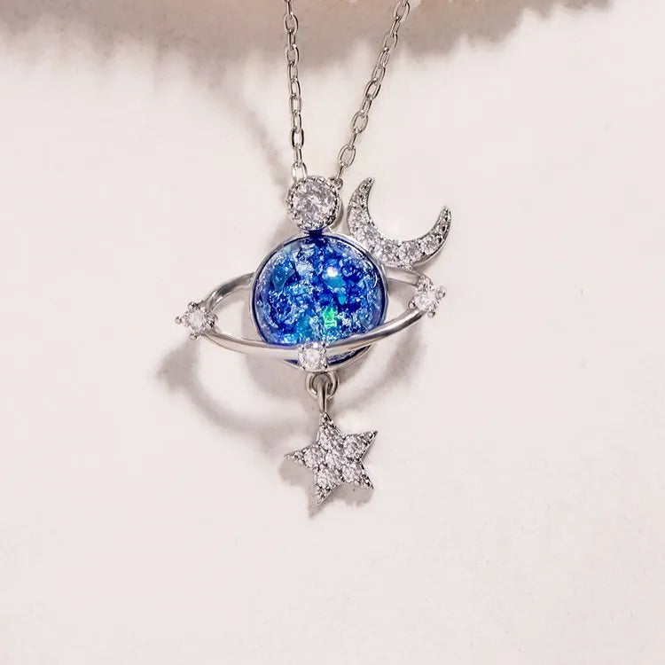 STARRY SKY INLAID ZIRCON MOON STAR NECKLACE Necklace
