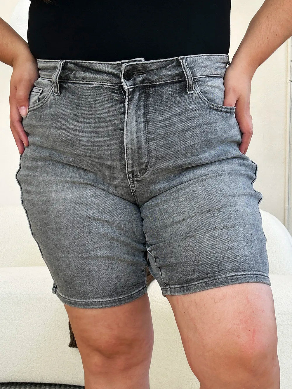 JUDY BLUE HIGH WAIST WASHED DENIM SHORTS Judy Blue Denim