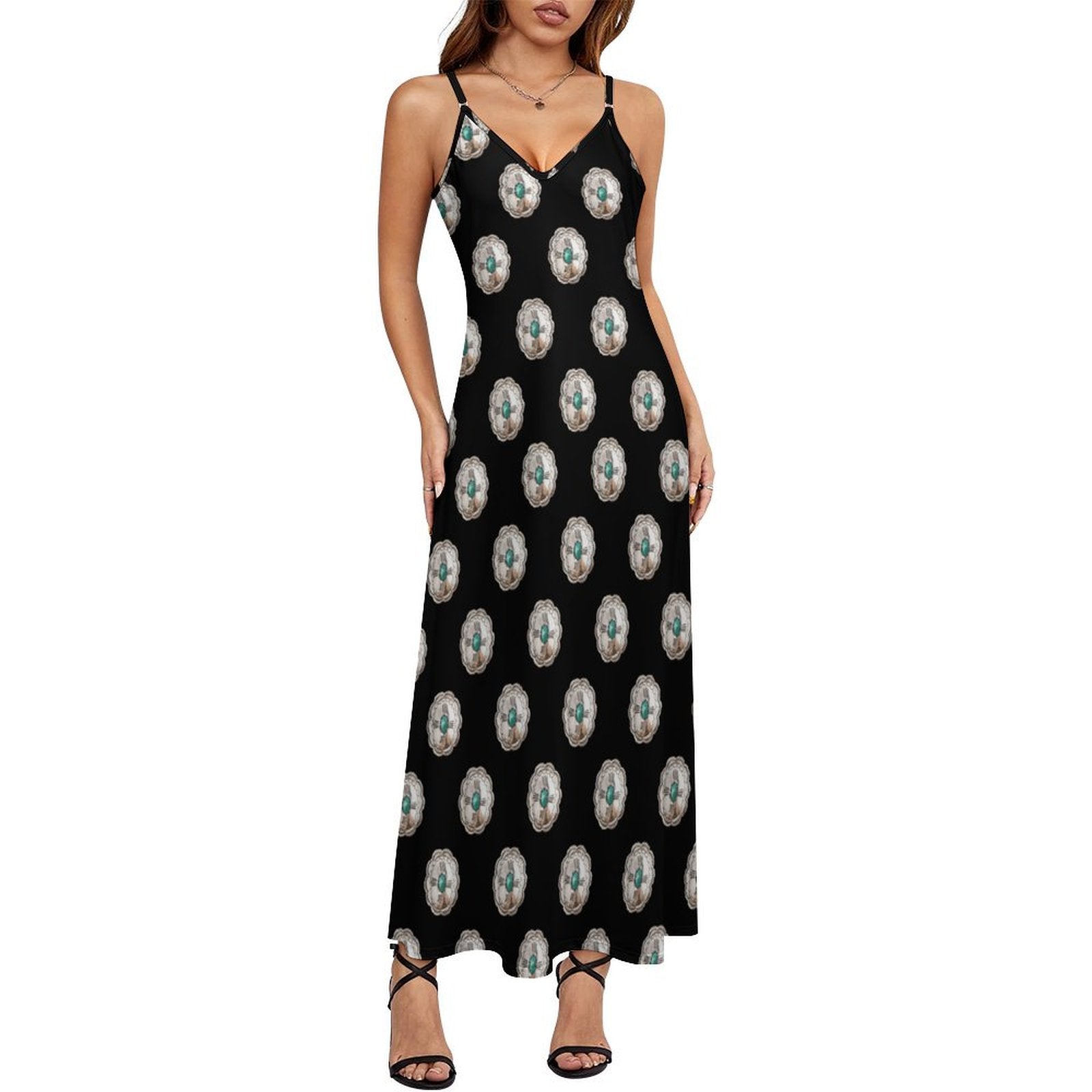 TURQUOISE SILVER CONCHO MAXI DRESS Dresses