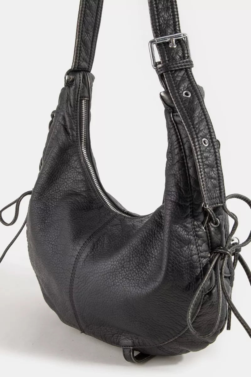 FAME LARGE LEATHER CRESCENT SHOULDER BAG Handbag