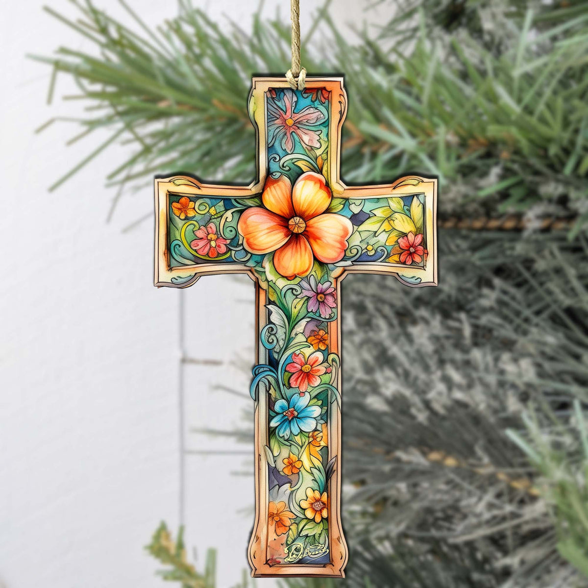 BLOSSOM CROSS WOODEN ORNAMENTS | HANDCRAFTED KEEPSAKES MADE IN THE USA Wooden Ornaments