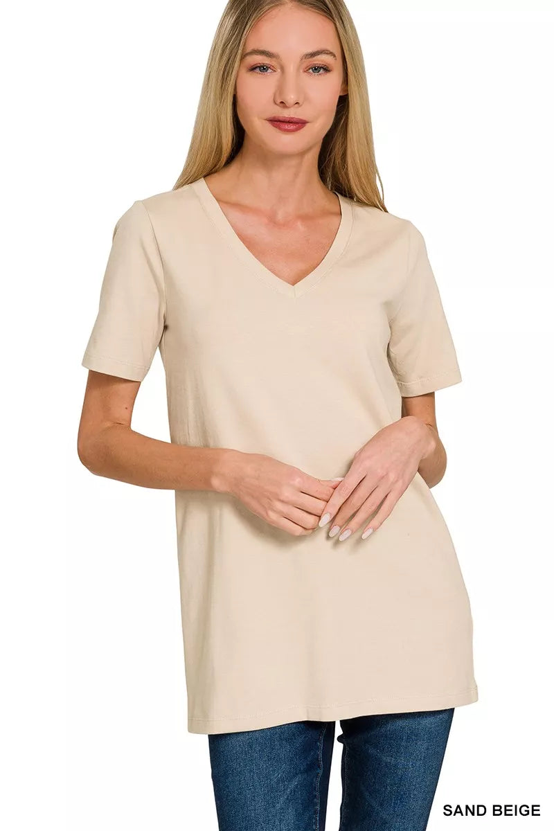 ZENANA V-NECK SHORT SLEEVE TEE Tshirts