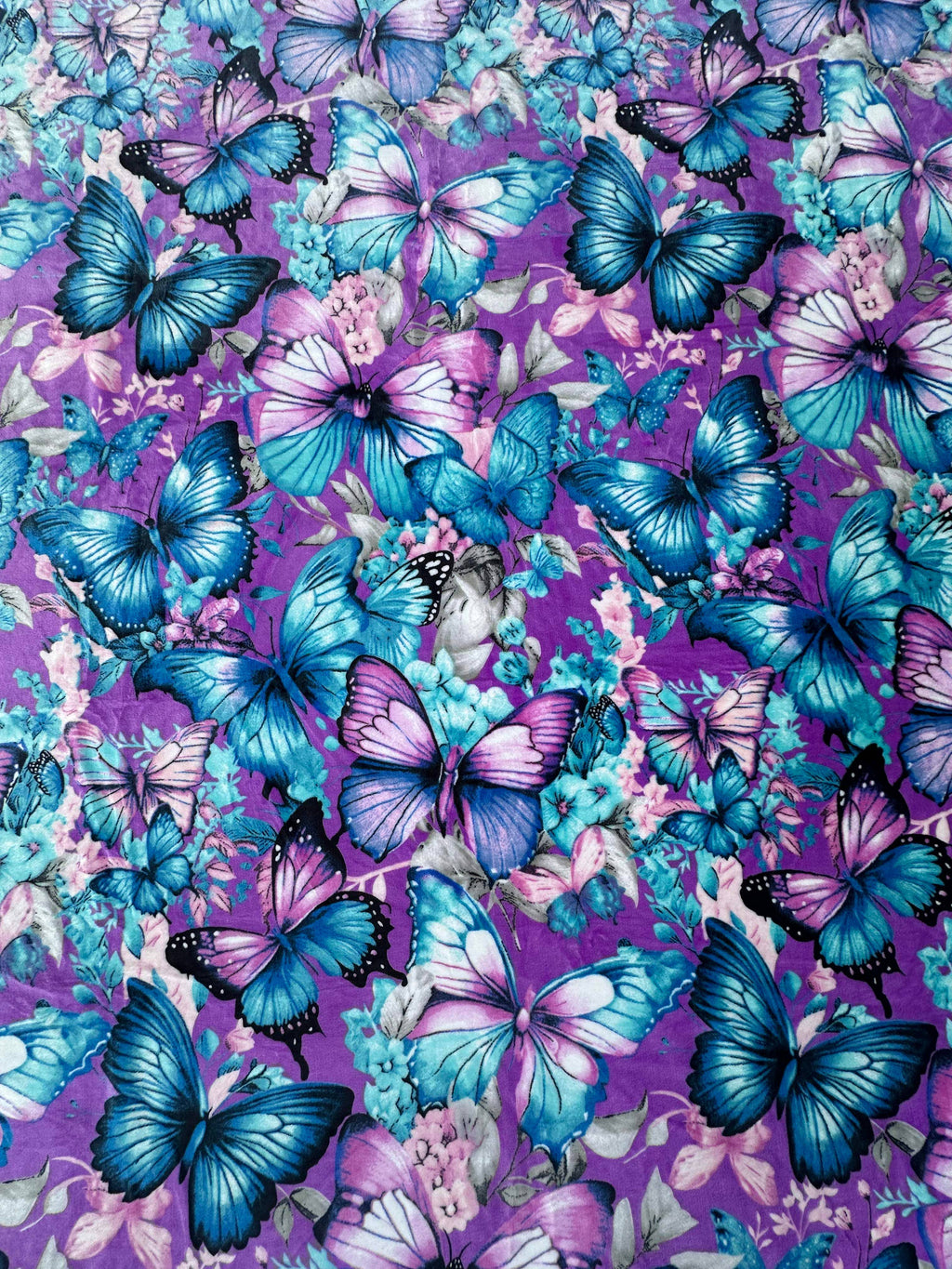 PURPLE AND BLUE BUTTERFLY SUPER KING SIZE SOFT PLUSH BLANKET Blanket