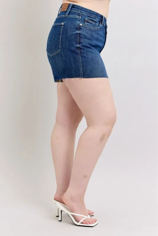 Judy Blue Plus Size High Waist Criss-Cross Waistband Denim Shorts