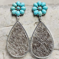 TURQUOISE FLORAL TEARDROP EARRINGS - DIFFERENT PATTERNS Earrings
