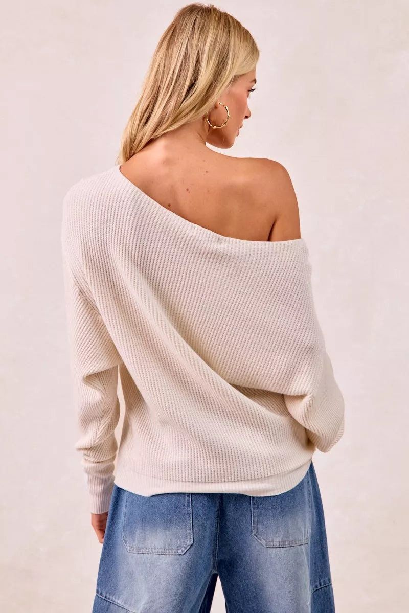 BIBI WAFFLE KNIT OFF SHOULDER TOP Shirts & Blouses