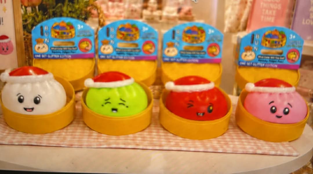 santa themed dumplings in their steamers as a mystery surprise