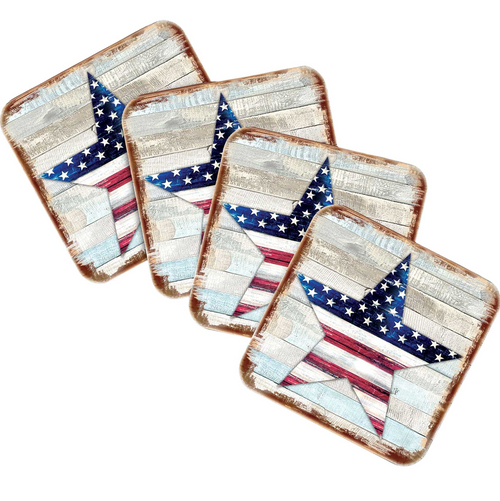 AMERICAN STAR WOODEN CORK COASTERS GIFT SET OF 4 Coasters