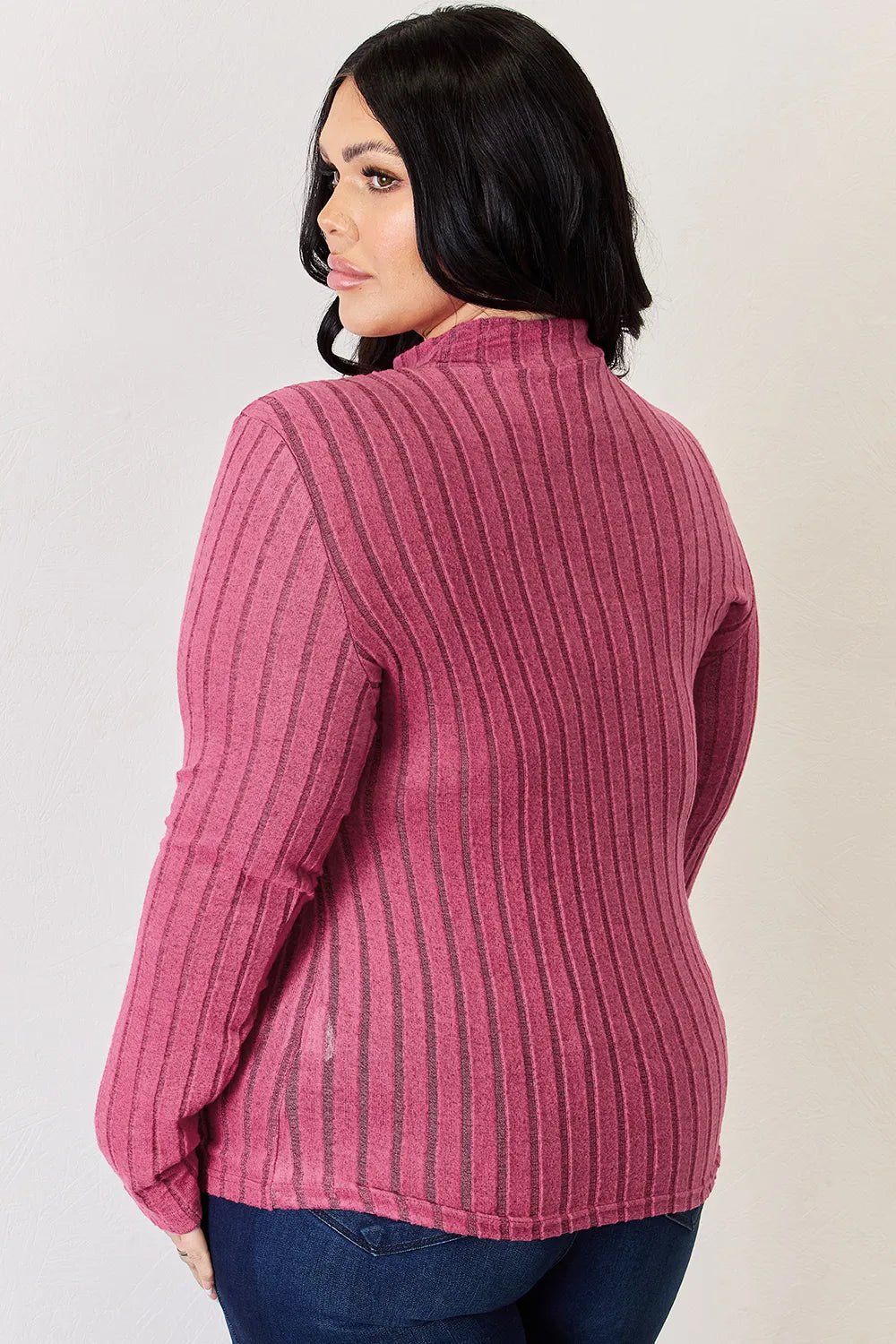 BASIC BAE RIBBED MOCK NECK LONG SLEEVE T-SHIRT Long Sleeve Top