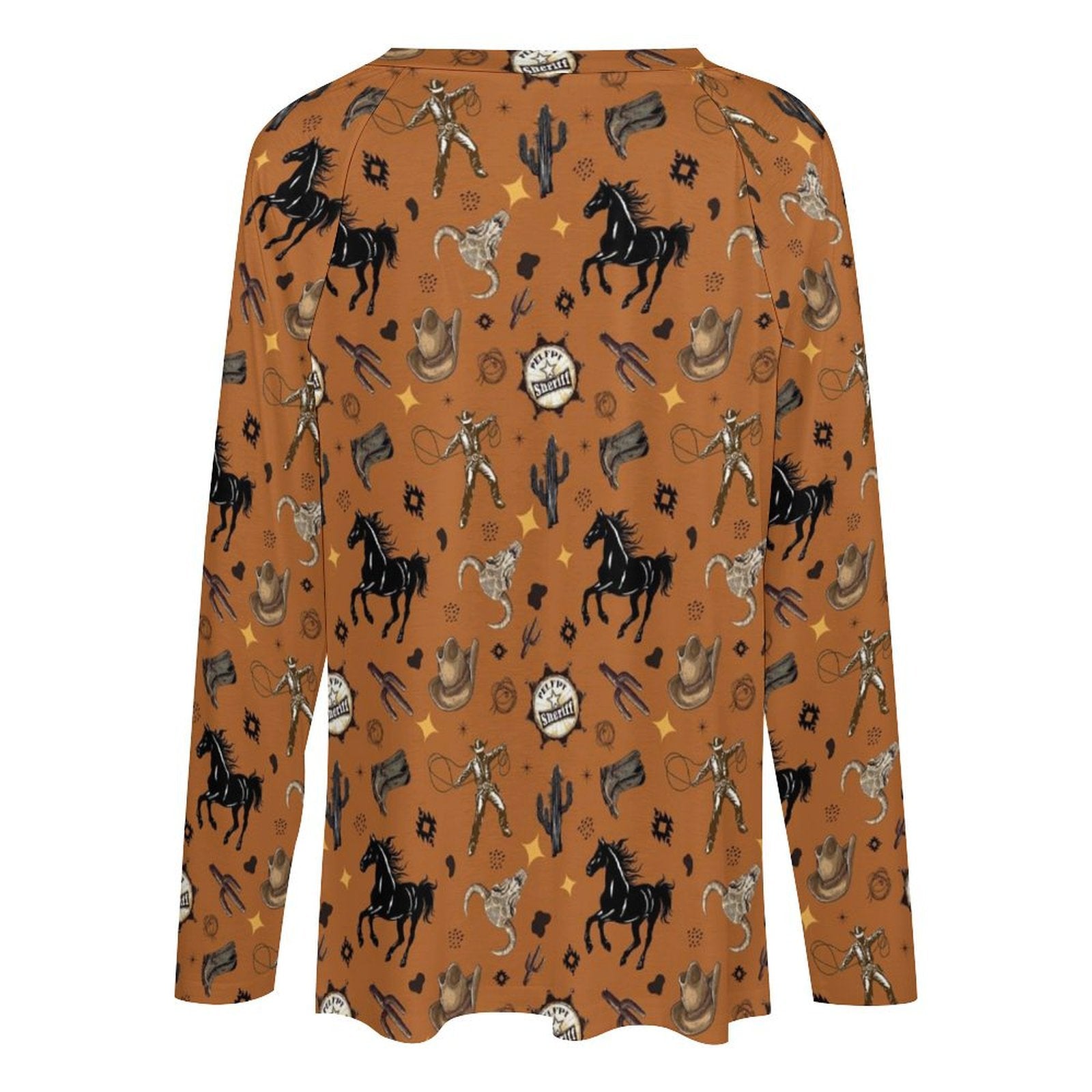 WESTERN PRINT LONG SLEEVE TOP Fashion Top