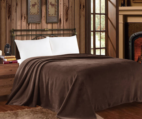 BROWN KING SIZE MIA THROW BLANKET - SOLID COLOR COLLECTION Blanket
